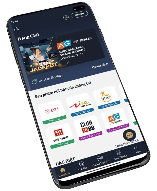 Điện thoại hiển thị ứng dụng Onbet Game